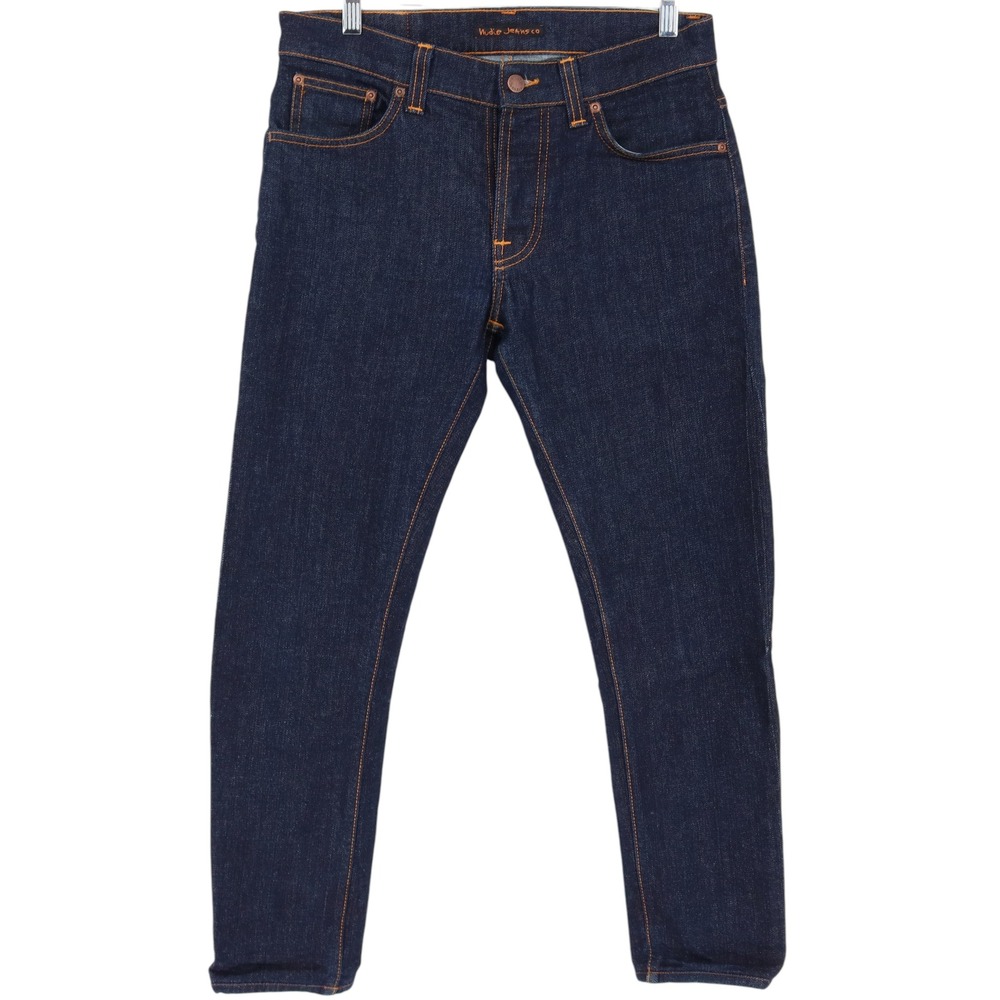 Nudie Jeans Grim Tim Dry True Navy Mens Slim Fit Denim 31x30 Selvedged *HEMMED